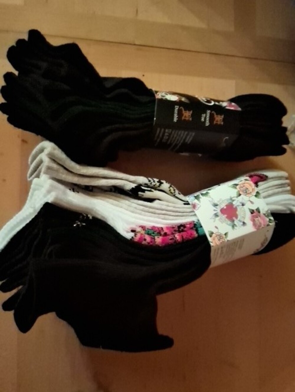 Ed Hardy Women's Black & White Athletic Quarter Socks - 2 Pack - Picture 2 of 2